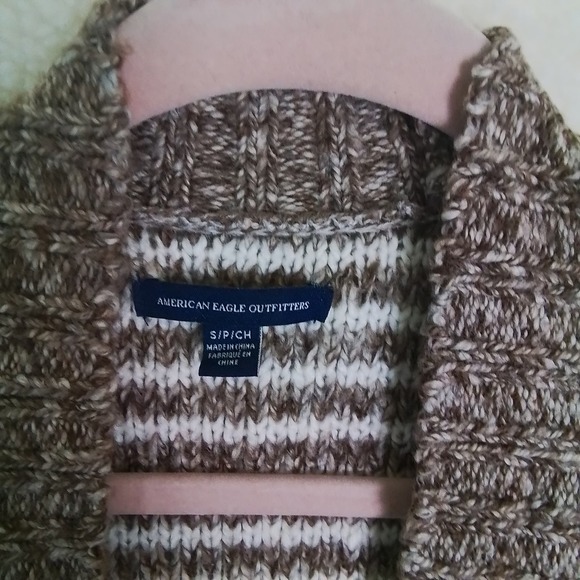 American‎ Eagle Chunky Knit Open Cardigan Size Small Brown, White, Southwest - Picture 11 of 11